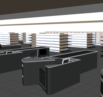 现代超市收银台su模型