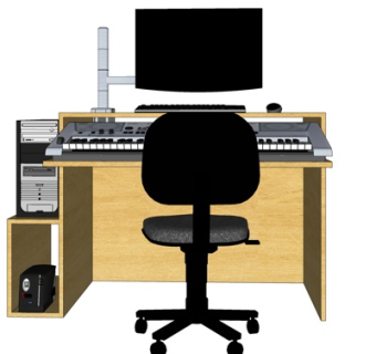 现代实木电脑桌书桌su模型