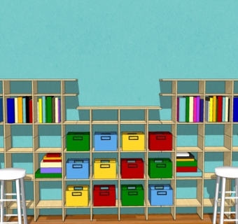 现代实木书架su模型