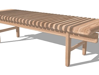 现代实木长凳su模型