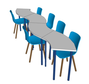 现代弧形餐桌椅su模型