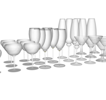 现代玻璃高脚杯su模型