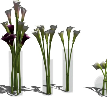 现代花瓶花卉su模型