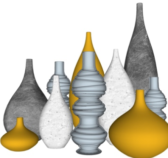 现代陶瓷花瓶摆件su模型