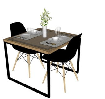 现代实木餐桌椅su模型