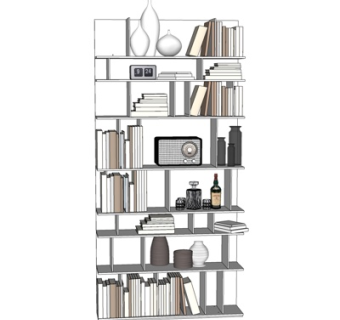 现代装饰书架su模型