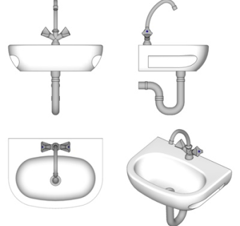 现代陶瓷台盆su模型