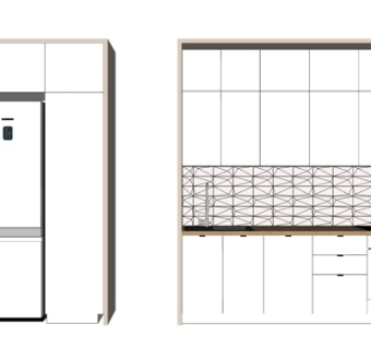 现代实木橱柜su模型