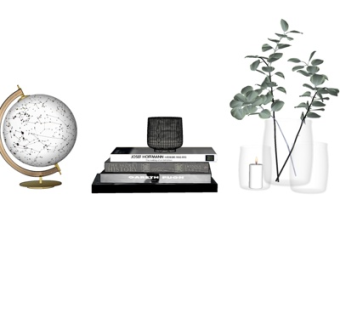 现代花瓶书籍地球仪摆件su模型