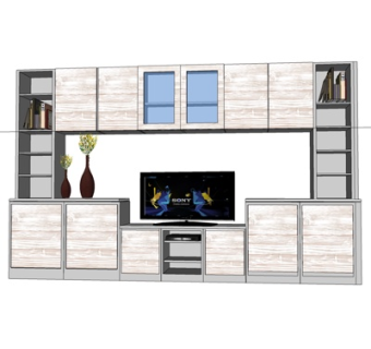 现代实木电视柜su模型