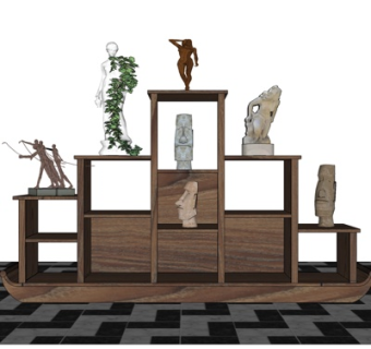 现代金属装饰架su模型