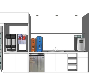 现代实木橱柜su模型