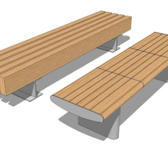 现代户外长凳su模型