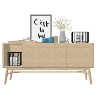 北欧实木边柜su模型