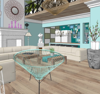 现代客厅su模型