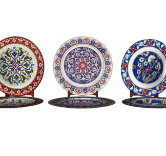 现代盘子摆件su模型