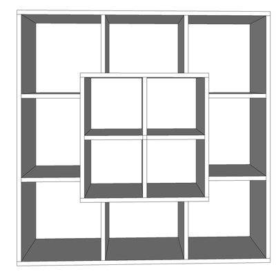 现代实木装饰架su模型