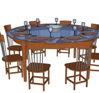 现代宴会餐桌椅su模型