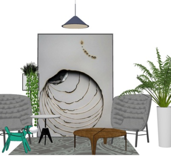 现代休闲桌椅su模型