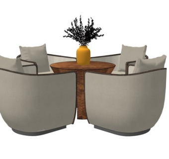 现代布艺休闲桌椅su模型