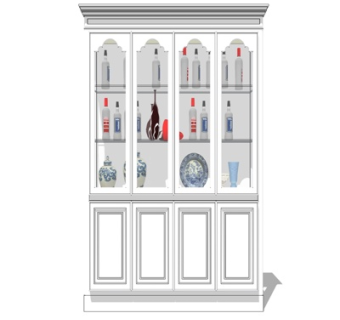 简欧实木酒柜su模型