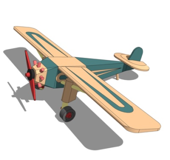 现代木头飞机玩具su模型