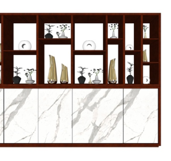 现代实木装饰架su模型