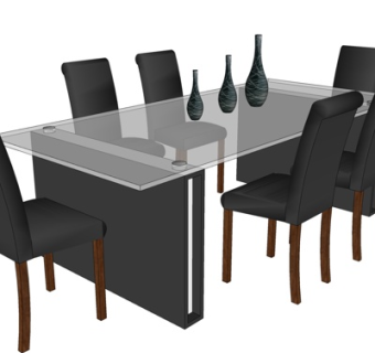 现代餐桌椅su模型