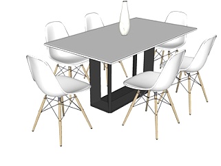 北欧餐桌椅su模型