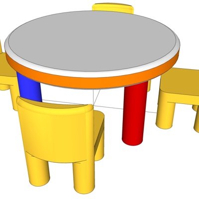 现代儿童桌椅su模型