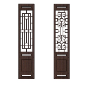 新中式屏风隔断su模型