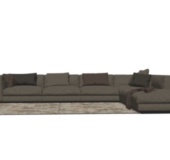 现代布艺多人沙发su模型