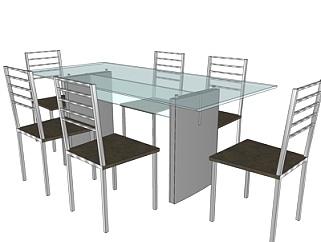 <em>现代条形</em>餐桌椅su模型