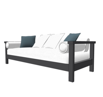 现代布艺多人沙发su模型