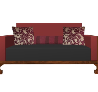 新中式布艺单人沙发su模型