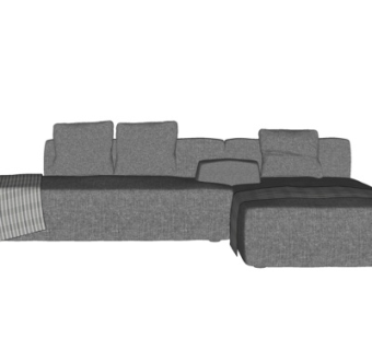 现代布艺多人沙发su模型