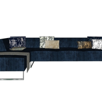 现代布艺多人沙发su模型