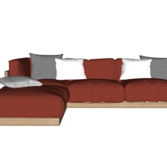 现代布艺多人沙发su模型