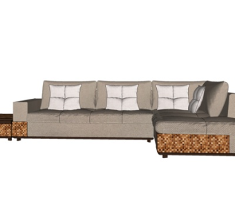 现代布艺多人沙发su模型