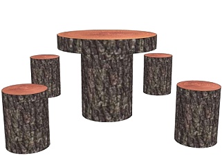 现代木桩休闲桌椅su模型