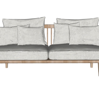 北欧布艺双人沙发su模型