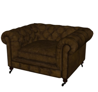 欧式皮革单人沙发su模型