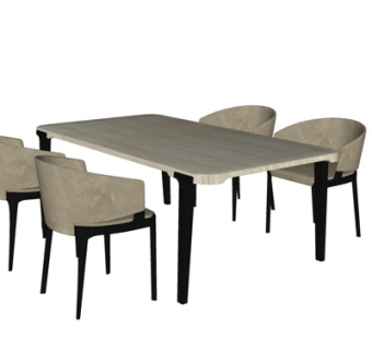 现代实木餐桌椅su模型