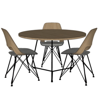 现代圆形餐桌椅su模型