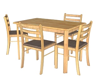 现代实木<em>条形</em>餐桌椅su模型