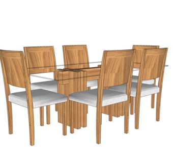 现代条形餐桌椅su模型