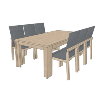 现代实木条形餐桌椅su模型