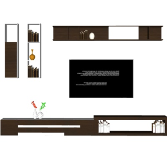 现代实木电视柜su模型