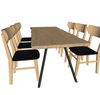 现代实木餐桌椅su模型