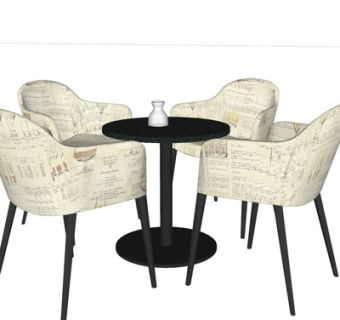 北欧实木休闲桌椅su模型